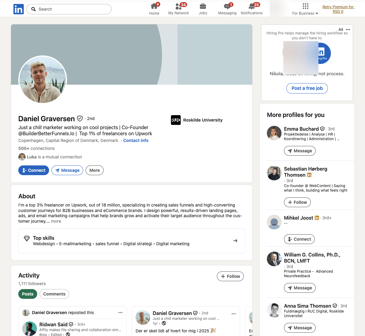 Daniel Graversen LinkedIn profile